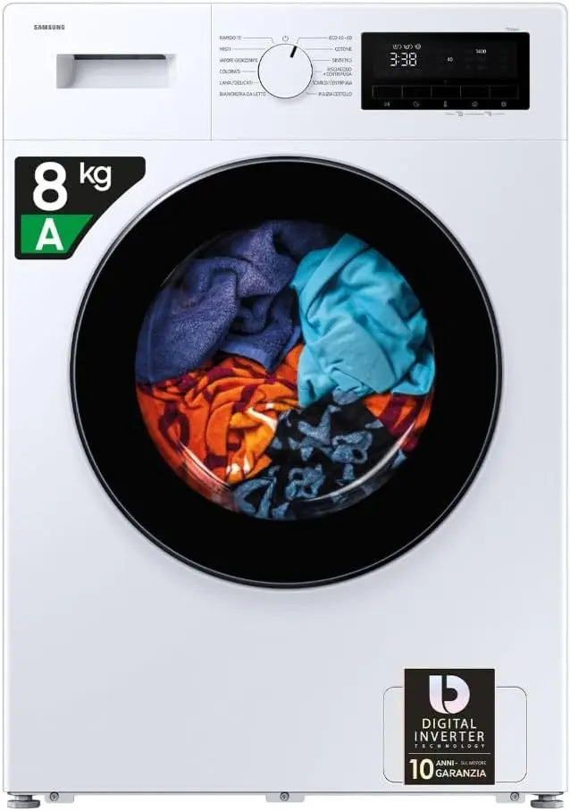 Lavatrice Samsung - colore Nero/Bianco - con display digitale, a LED - 59,5l, 8 Kg