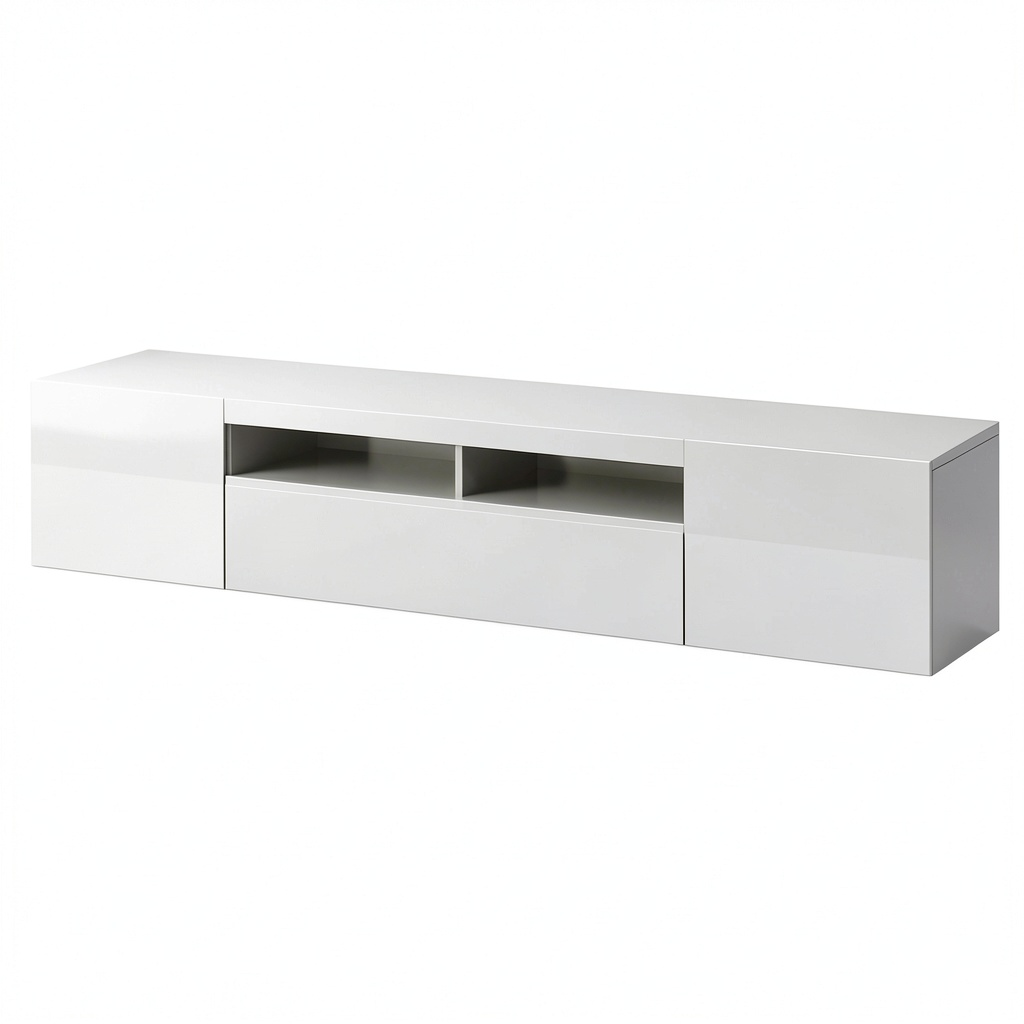Mobile TV Tecnos Daiquiri 200 cm, Rivestimento Melamminico, Bianco Lucido