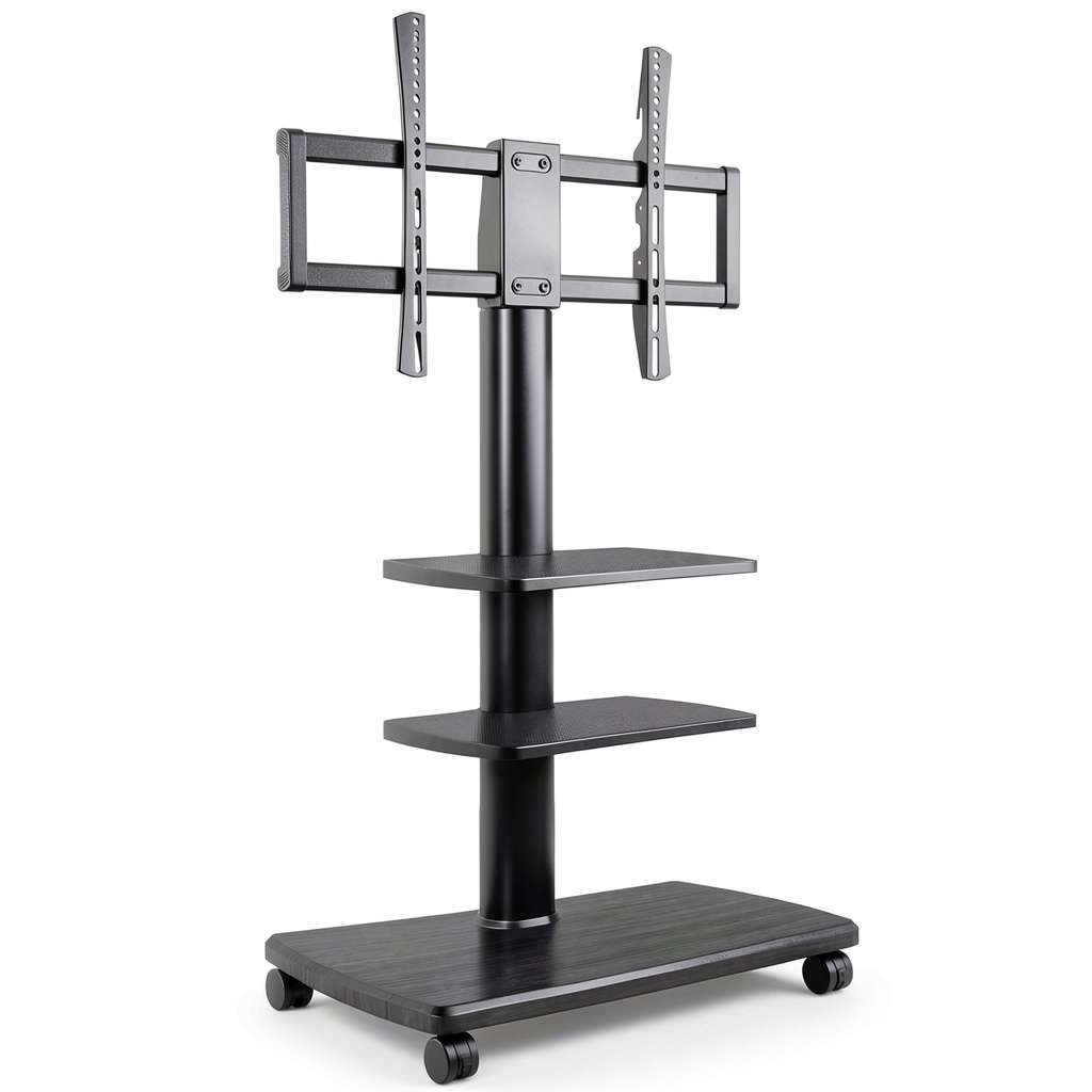 Carrello TV Mobile con 3 Ripiani per Schermi 32-70 Pollici, Rotazione e Altezza Regolabili, Fino a 40 kg, VESA 600x400