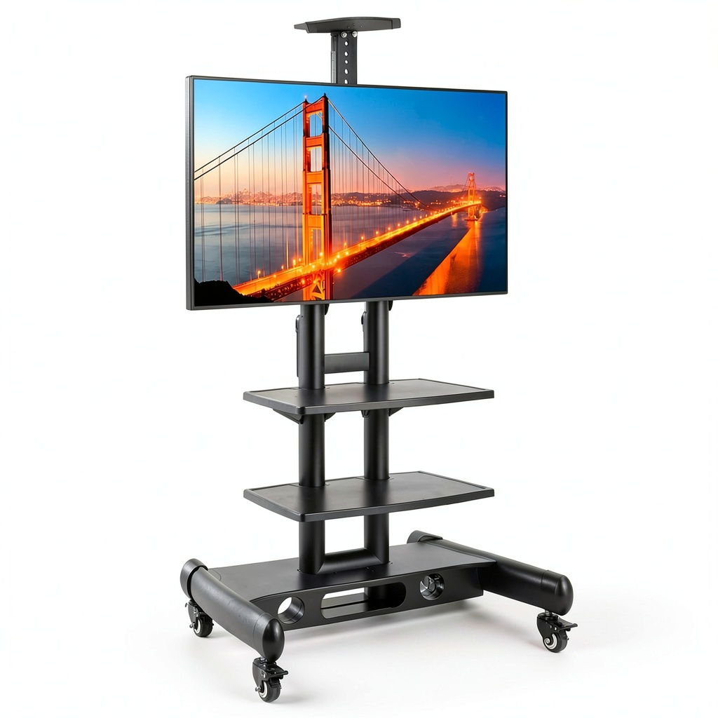 Carrello TV Mobile con Supporto Regolabile per Schermi 30-60 Pollici, Capacità 50 kg, Struttura in Acciaio, Compatibile VESA 600x400 mm