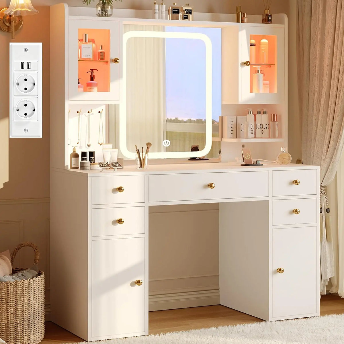 Letto YOUDENOVA - colore Bianco - a LED, portatile - 105 cm
