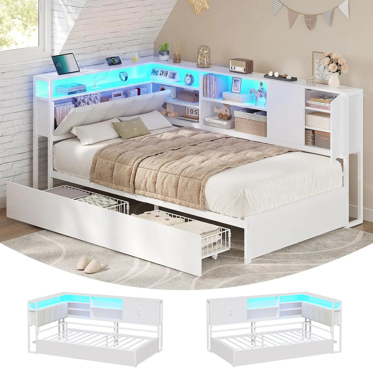 Letto - colore Bianco - a LED