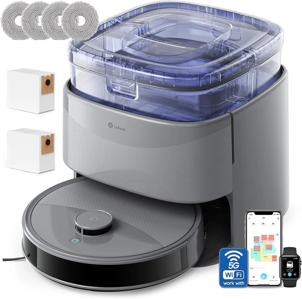 Robot aspirapolvere Lefant M3 MAX - con Wi-Fi, con controllo intelligente