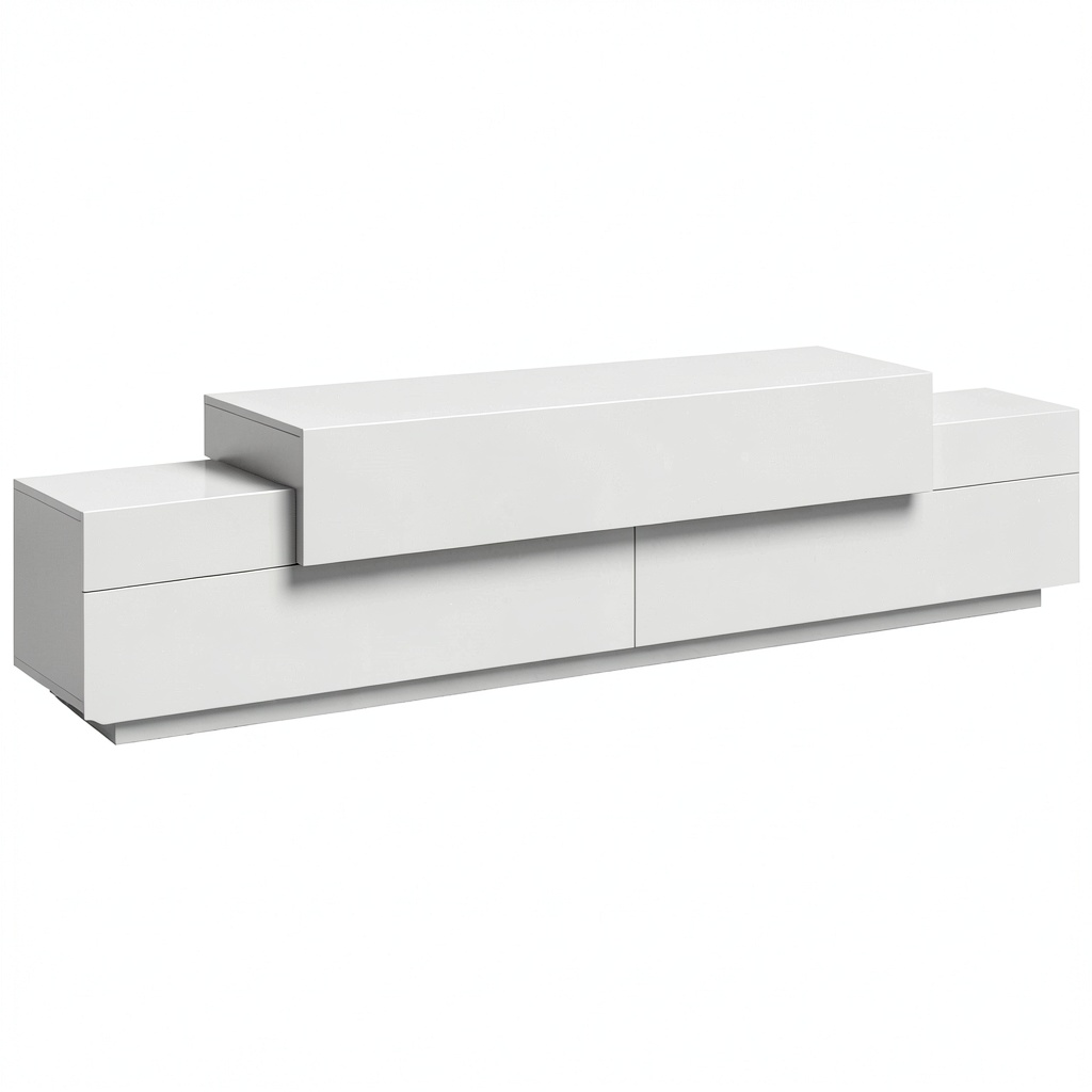 Dmora - Credenza TV Nico, Mobile da Soggiorno, Made in Italy, 240x45x52 cm, Bianco Lucido