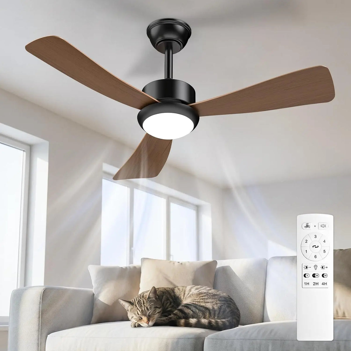 Ventilatore da soffitto Airwit - con telecomando, a LED, silenzioso - 106cm