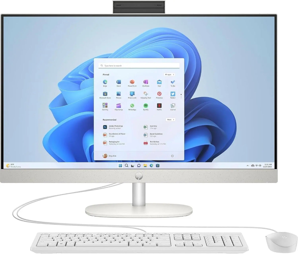 Scrivania HP 27-cr0007sl - colore Bianco - con display digitale - 2W