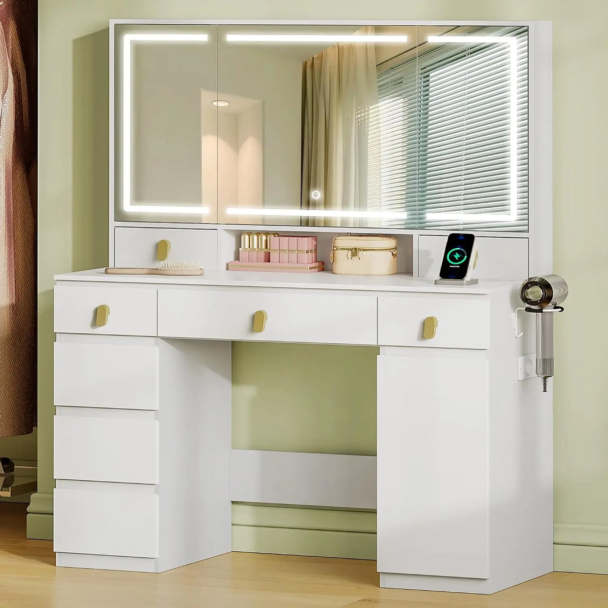 Tavolo Hzuaneri - colore Bianco - a LED, regolabile