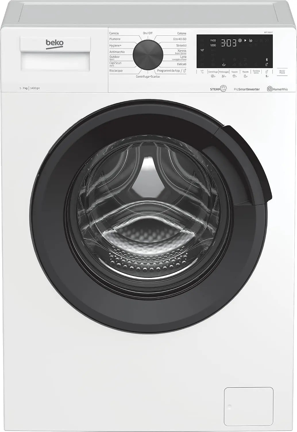 Lavatrice Beko EPT7D2IT - colore Nero - con display digitale, con tecnologia inverter, con controllo intelligente - 7 Kg