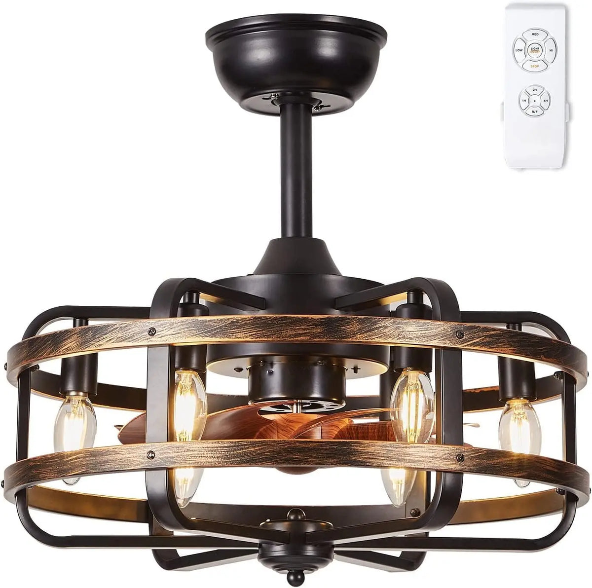Ventilatore da soffitto - colore Nero - con telecomando, con timer - 46cm