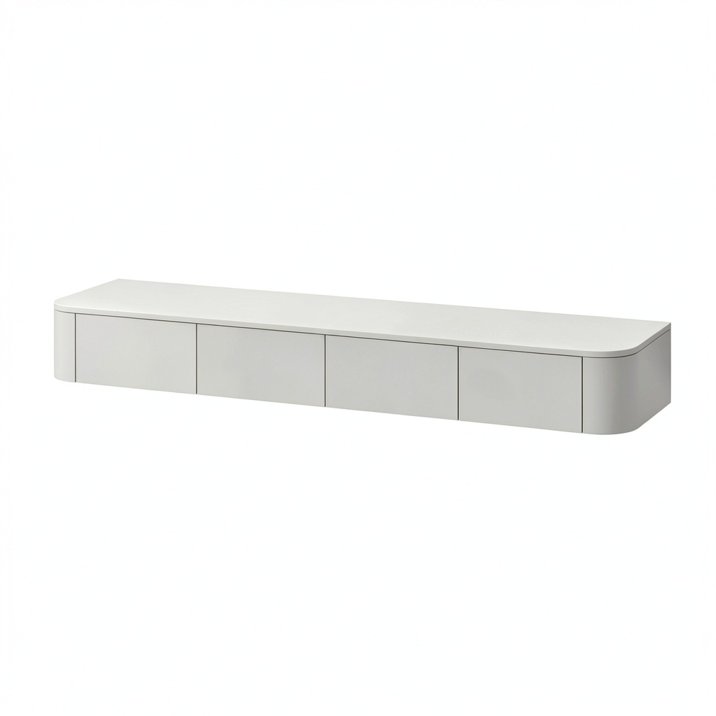 Consolle Multimediale da Parete Moderna | Mobile TV Sospeso con Ampio Spazio di Archiviazione per Soggiorno e Ufficio (Bianco, 220 cm)