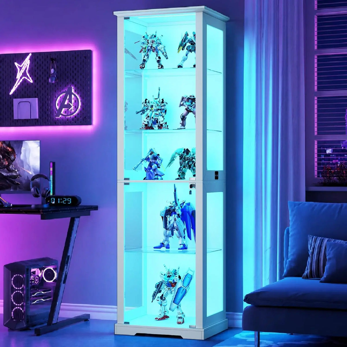 Letto Lvifur - colore Bianco - a LED, con controllo intelligente - 180 cm