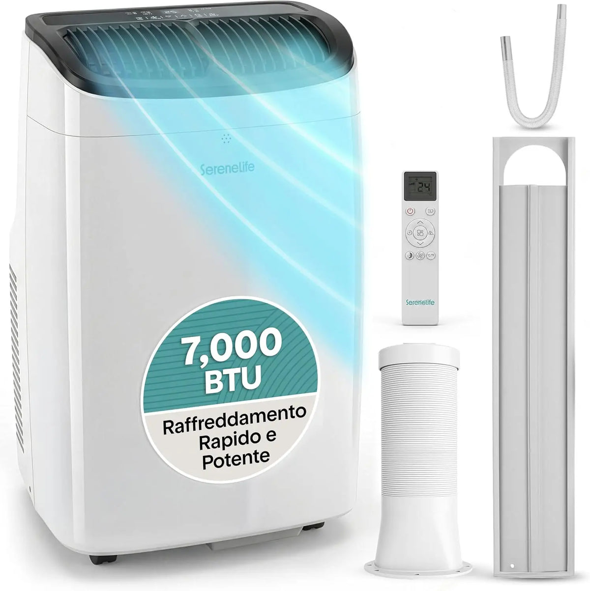Climatizzatore portatile SereneLife - con telecomando, portatile - 7000 BTU
