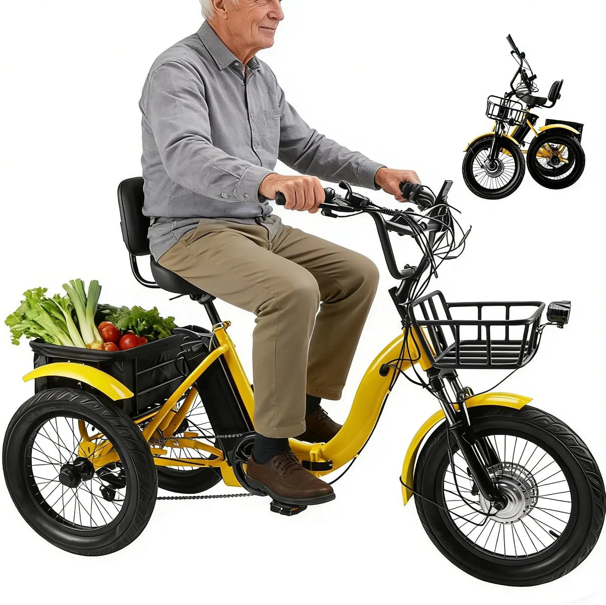 Batteria ricaricabile Triciclo - a LED, pieghevole - 48 V, 13 Ah, 44 km
