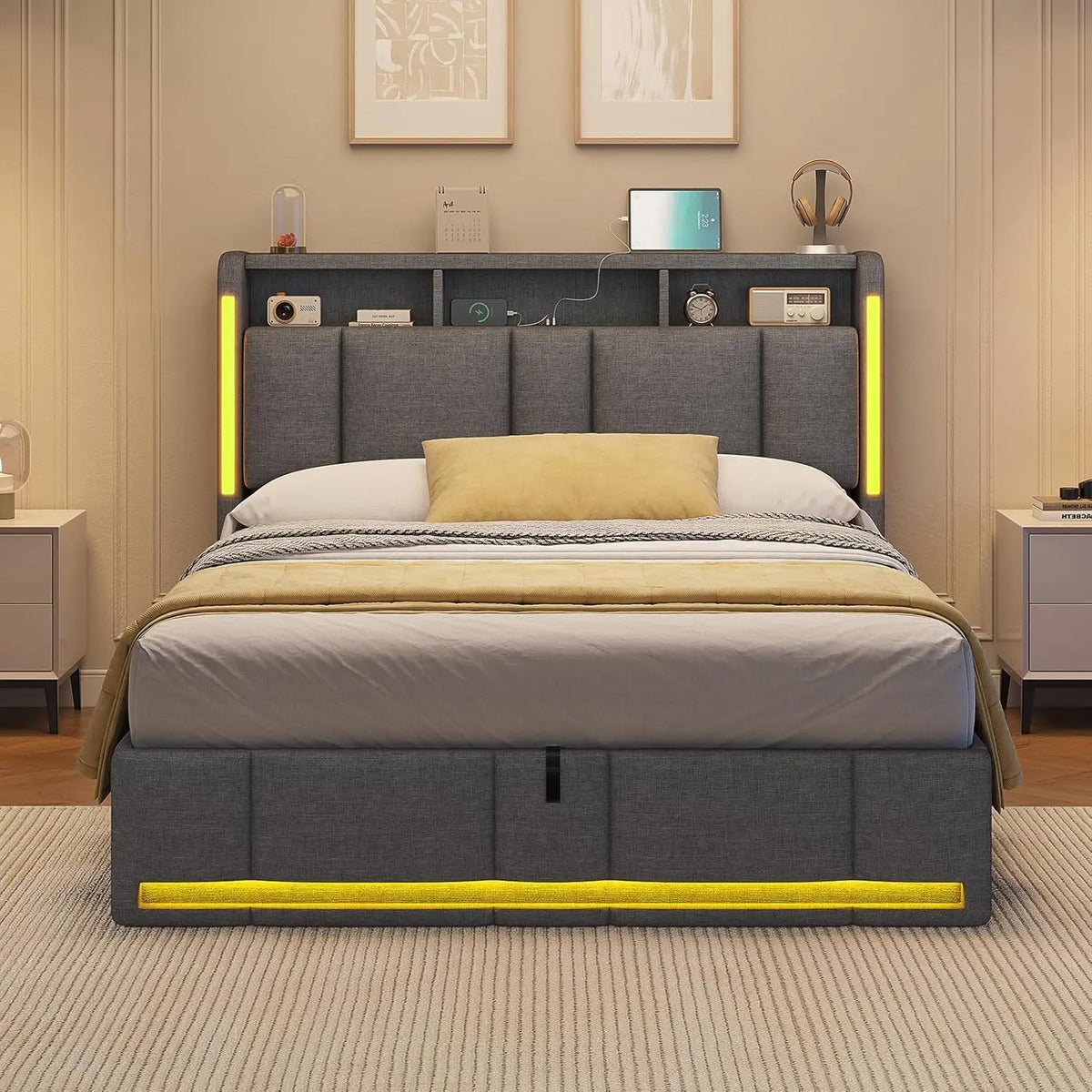 Letto AOGLLATI - colore Grigio - a LED