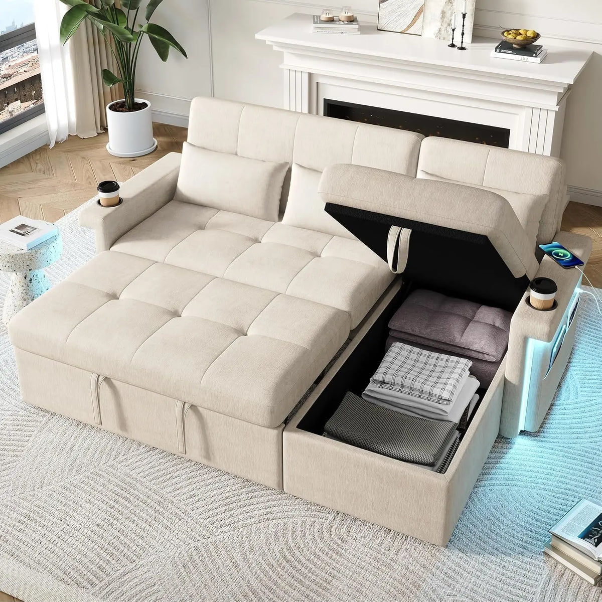 Letto - a LED, regolabile, pieghevole