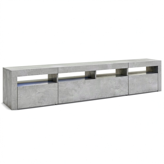 Mobile TV con LED, Effetto Cemento, 240x35x40cm
