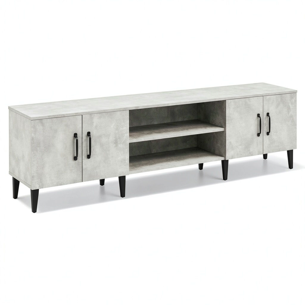 Supporto TV in Legno Cemento Grigio 180x31,5x40 cm per Dispositivi Multimediali
