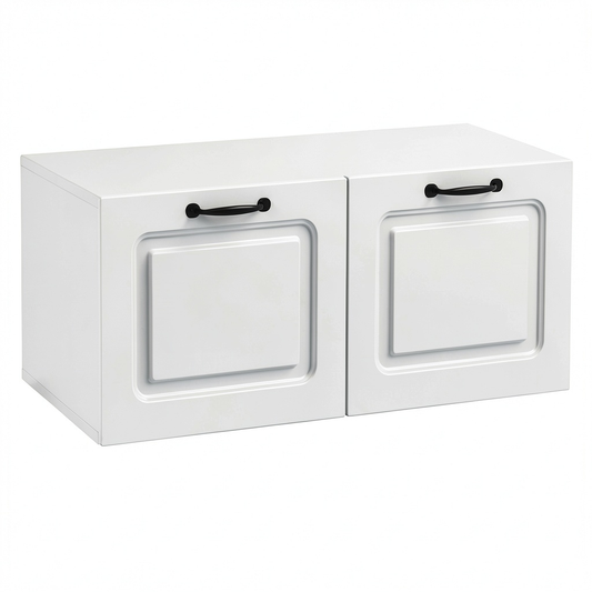 Mobile TV sospeso moderno bianco lucido, 78,5x41x30 cm, in legno, salvaspazio, portata fino a 60 kg, per soggiorno