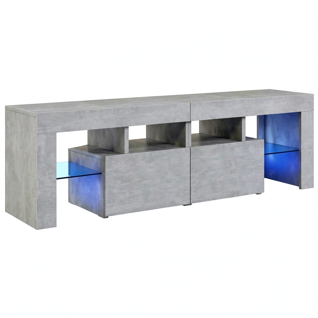 Mobile TV Moderno con LED, Grigio Cemento, 140x36,5x40 cm