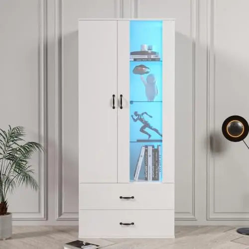 Armadio Merax - colore Bianco - a LED, multifunzione, con controllo intelligente - 182 cm