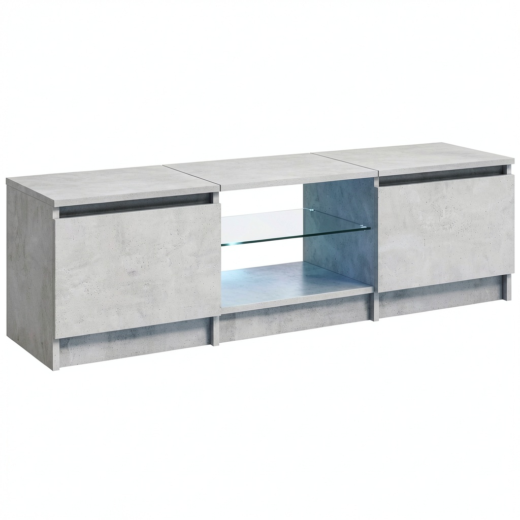 Mobile Porta TV con LED, Effetto Cemento Grigio, 140x40x36 cm