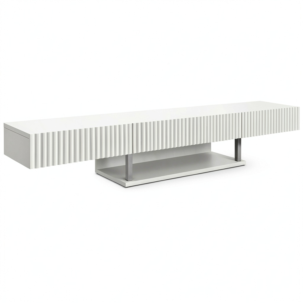 Mobile TV Sospeso 150 cm Bianco con Cassetto Moderno