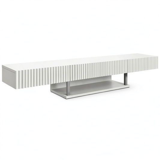 Mobile TV Sospeso 150 cm Bianco con Cassetto Moderno