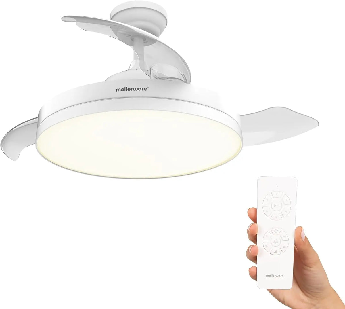 Ventilatore da soffitto Mellerware - con timer, a LED, silenzioso - 40 W, 106 cm