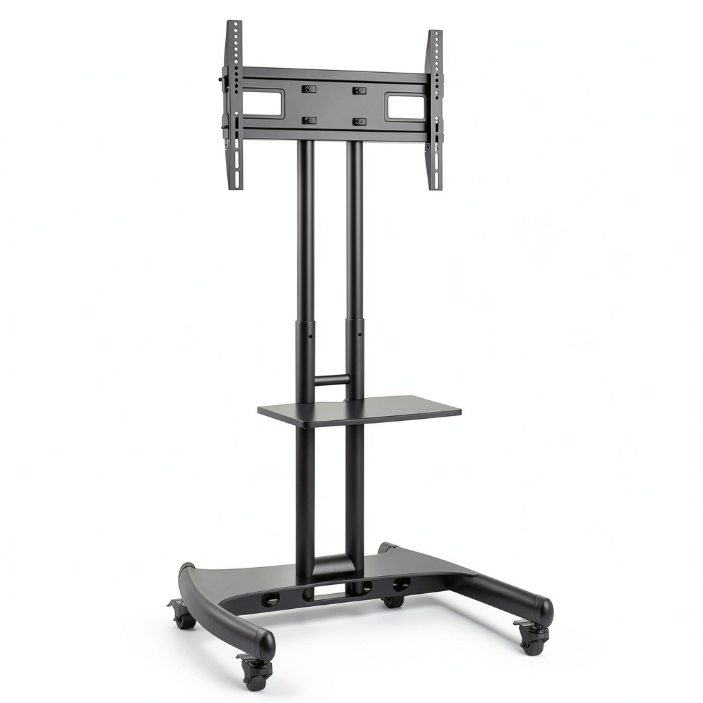 Carrello TV da Pavimento con Ruote per Schermi 32"-70" fino a 45,5 kg, Nero