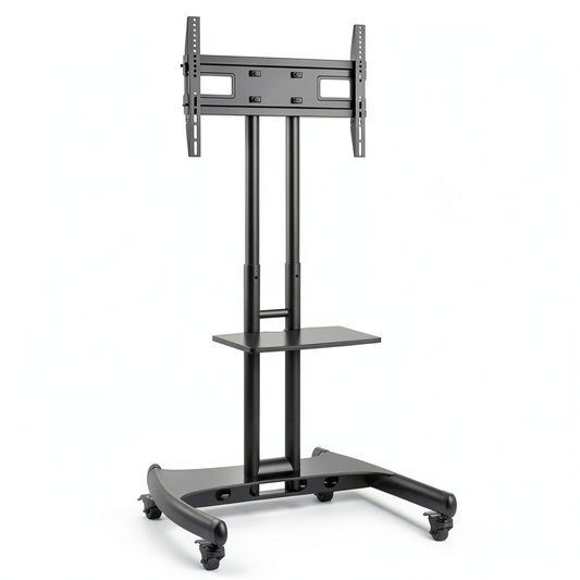 Carrello TV da Pavimento con Ruote per Schermi 32"-70" fino a 45,5 kg, Nero