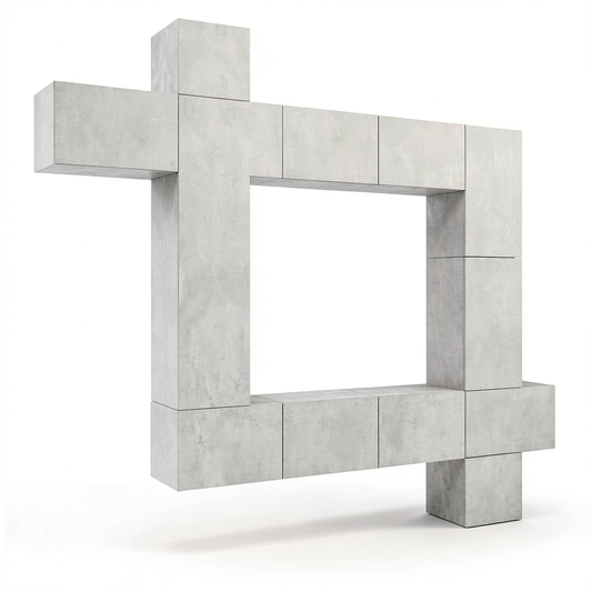 Set mobile TV modulare in legno ingegnerizzato grigio cemento con ampio spazio