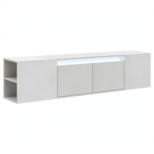 Mobile TV Sospeso 180 cm con Luci LED per Soggiorno, Colore Bianco