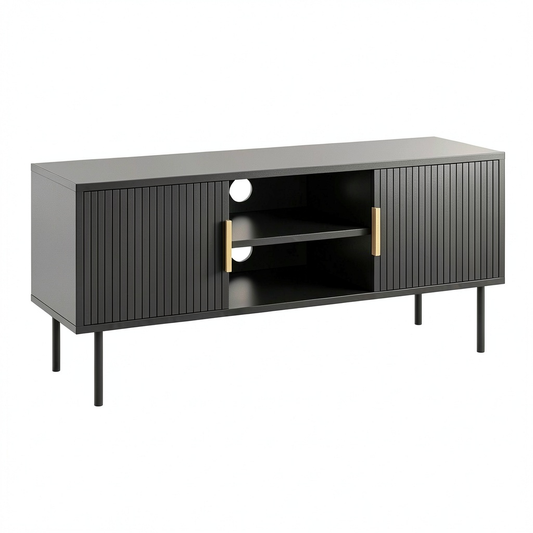 IDMarket - Mobile TV MARCEL 110 cm con ante in legno nero