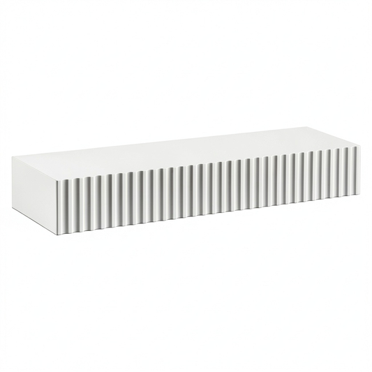 Mensola a muro con cassetto e luce LED sensoriale, ideale per camera, ingresso e soggiorno, a batteria, 60x20x8 cm, bianco