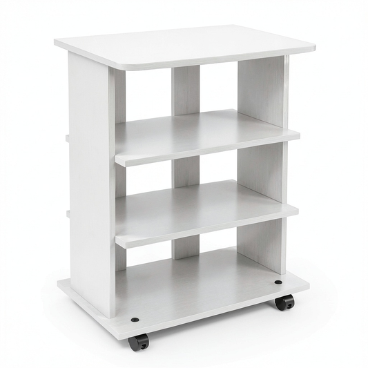Carrello TV in MDF con Ruote e Ripiani per Console, Design Compatto 60x45x80,5 cm, Bianco
