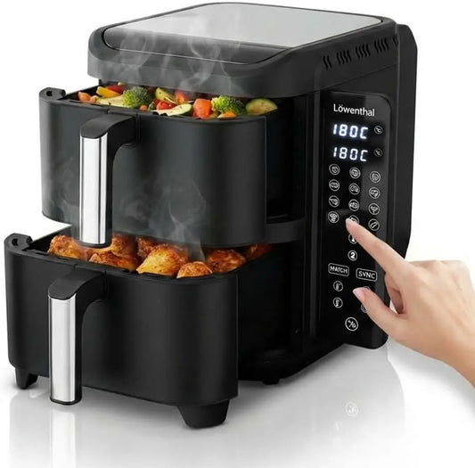 Friggitrice ad aria Löwenthal - colore Nero - con display digitale - 2800W, 11L, 5,5L