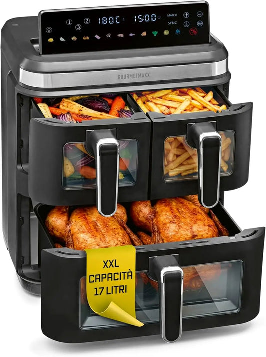 Friggitrice ad aria GOURMETmaxx FryUp3 - con display digitale, pieghevole - 17 litri