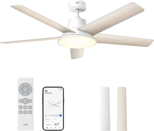 Ventilatore da soffitto DREO - colore Bianco - con timer, a LED, silenzioso - 132 cm