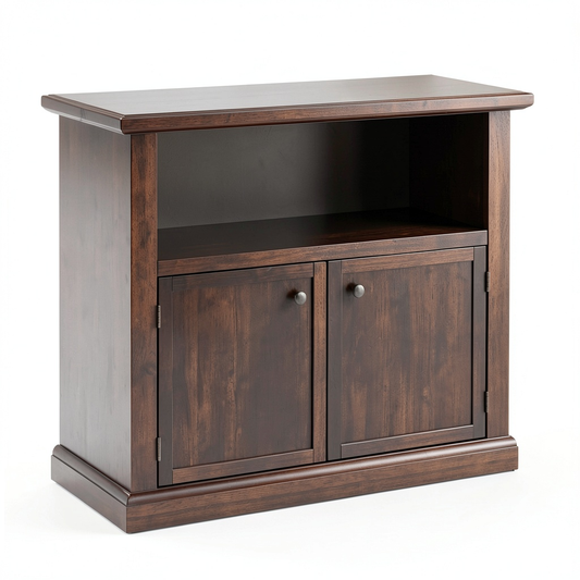 Credenza TV in Legno Massello Noce Scuro con Vani e Ante