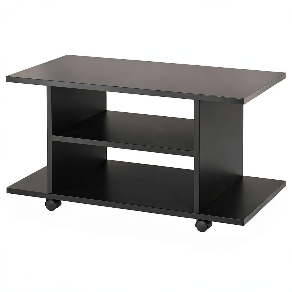 Carrello Porta TV Moderno con Ruote e Ripiani Laterali, Nero, 80x40x40 cm