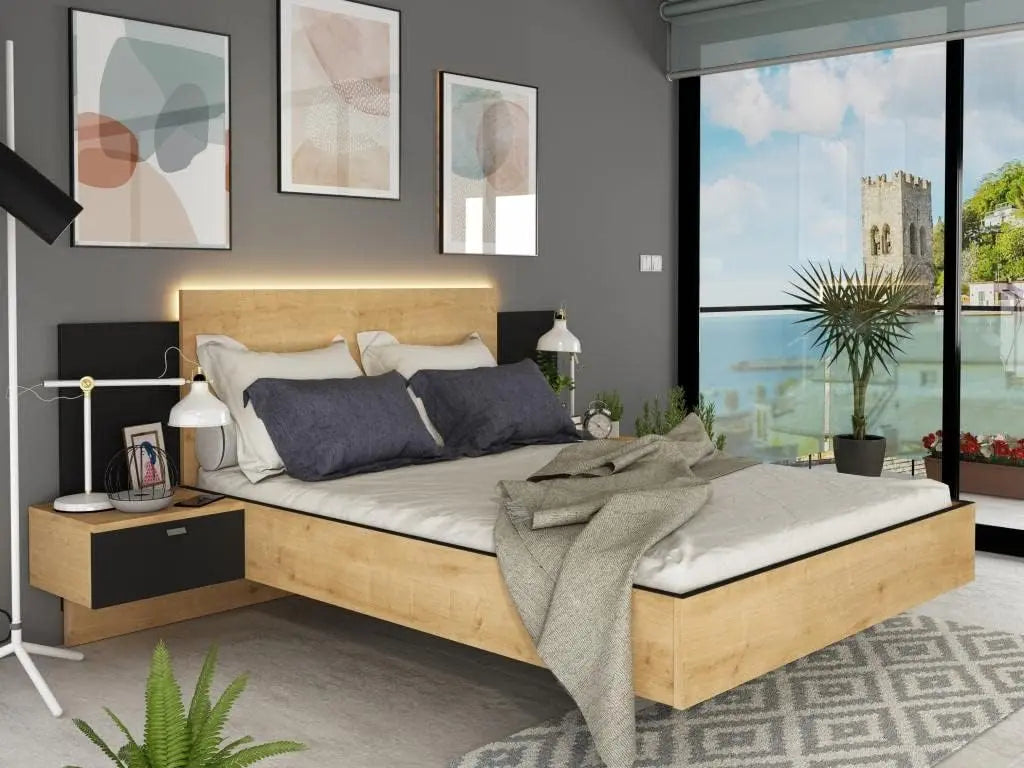 Letto Vente-unique - colore Nero - a LED - 190 cm