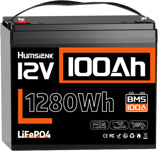 Batteria ricaricabile Humsienk - 12V, 100Ah, 1280Wh