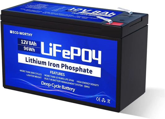 Batteria ricaricabile ECO-WORTHY - 12V, 8Ah