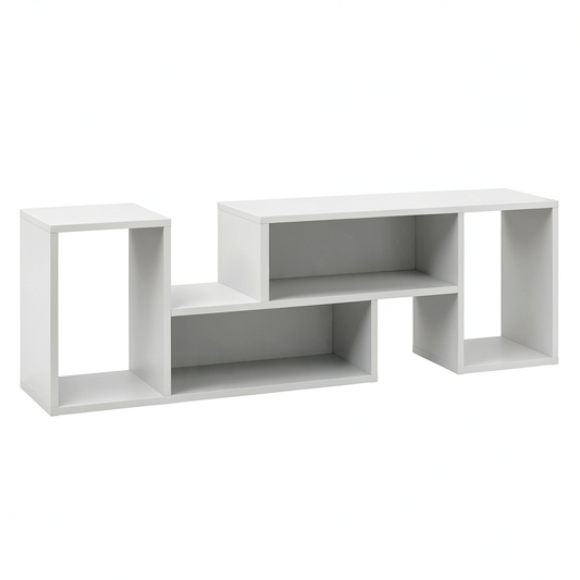 COSTWAY Mobile TV Angolare Componibile in Legno, per Schermi Fino a 60'', con 4 Ripiani Aperti, Adatto per Soggiorno e Camera da Letto, Colore Bianco