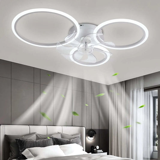 Ventilatore da soffitto YUNZI - colore Bianco - con telecomando, a LED - 72W, 78cm