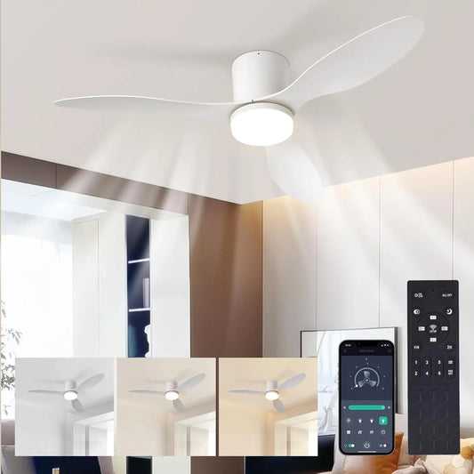 Ventilatore da soffitto Silenzioso - colore Bianco - con telecomando, con timer, silenzioso - 60W, 100CM
