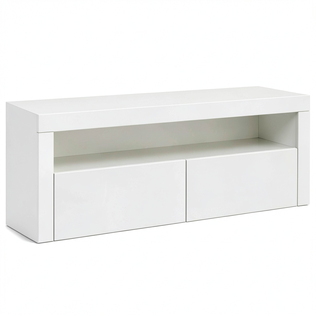 SONNI Mobile Porta TV LED Bianco, Design Moderno, Telecomando, Illuminazione Multicolore, 120x40x45cm