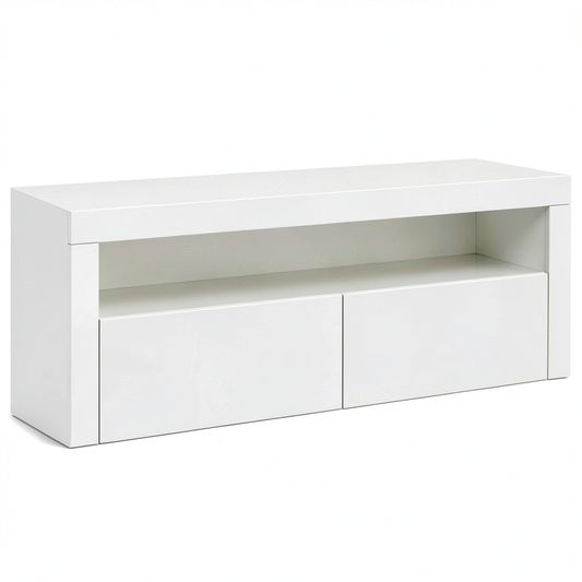 SONNI Mobile Porta TV LED Bianco, Design Moderno, Telecomando, Illuminazione Multicolore, 120x40x45cm