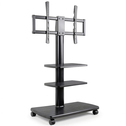 Carrello TV Mobile con 3 Ripiani per Schermi 32-70 Pollici, Rotazione e Altezza Regolabili, Fino a 40 kg, VESA 600x400