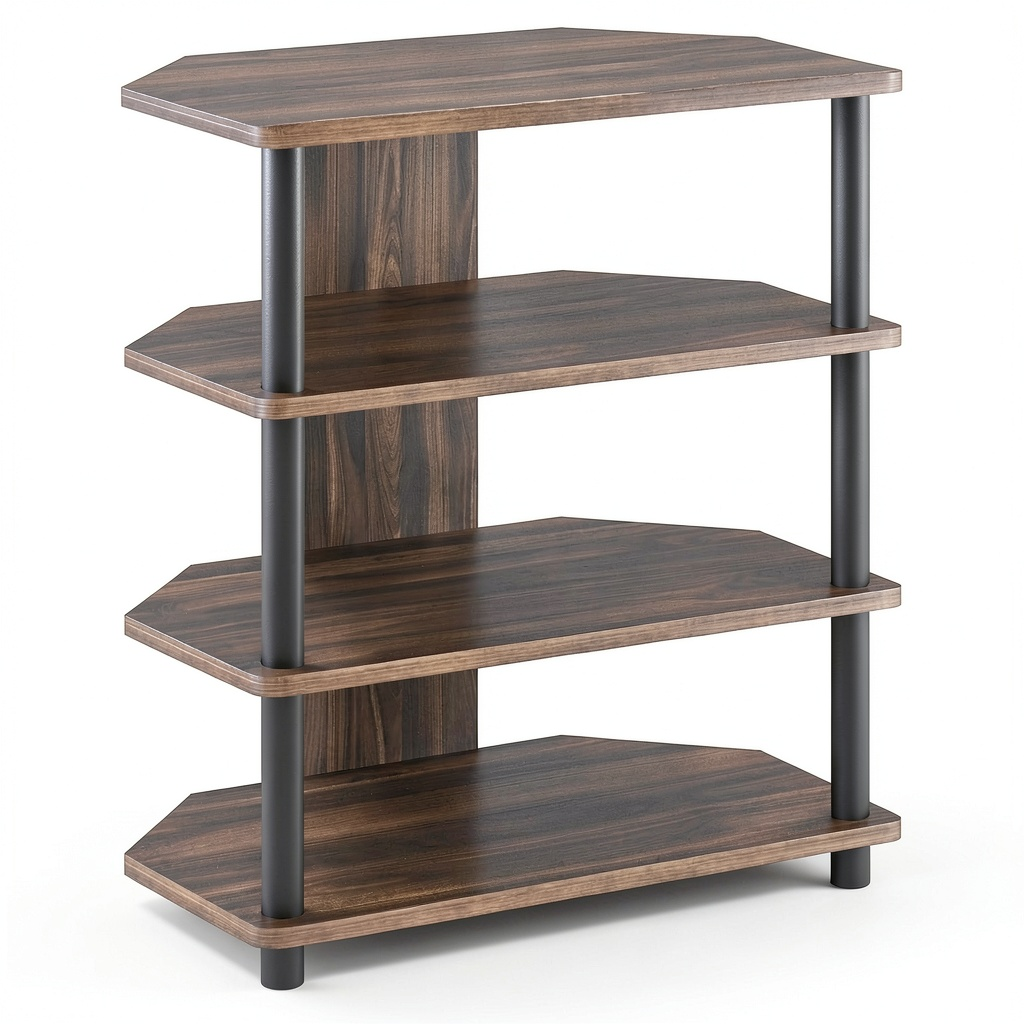 Supporto TV Furinno Econ a 4 Ripiani, Facile Montaggio, Noce e Nero